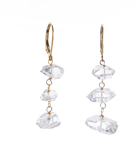 Triple Herkimer 14K Gold Fill Earrings Liv and B Designs