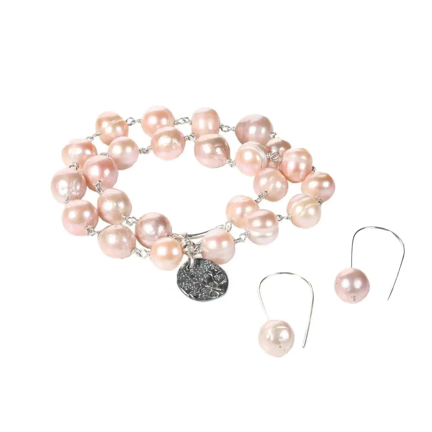 Liv & B Designs Bracelet Double Wrap Sterling Silver Pearl Bracelet