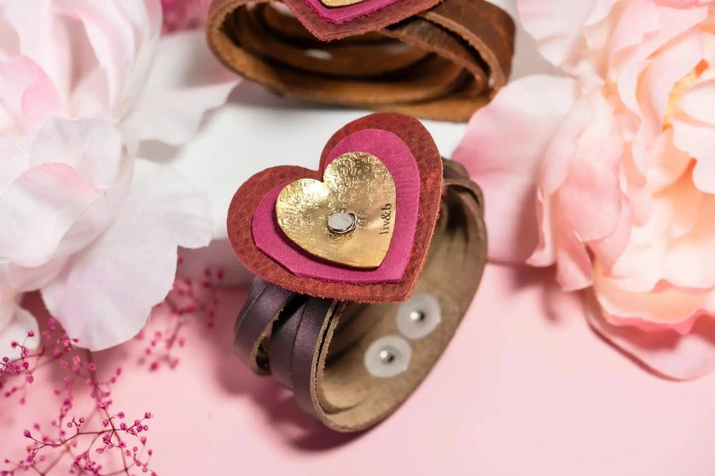 Liv & B Designs Bracelets Heart Double Wrap Leather Heart
