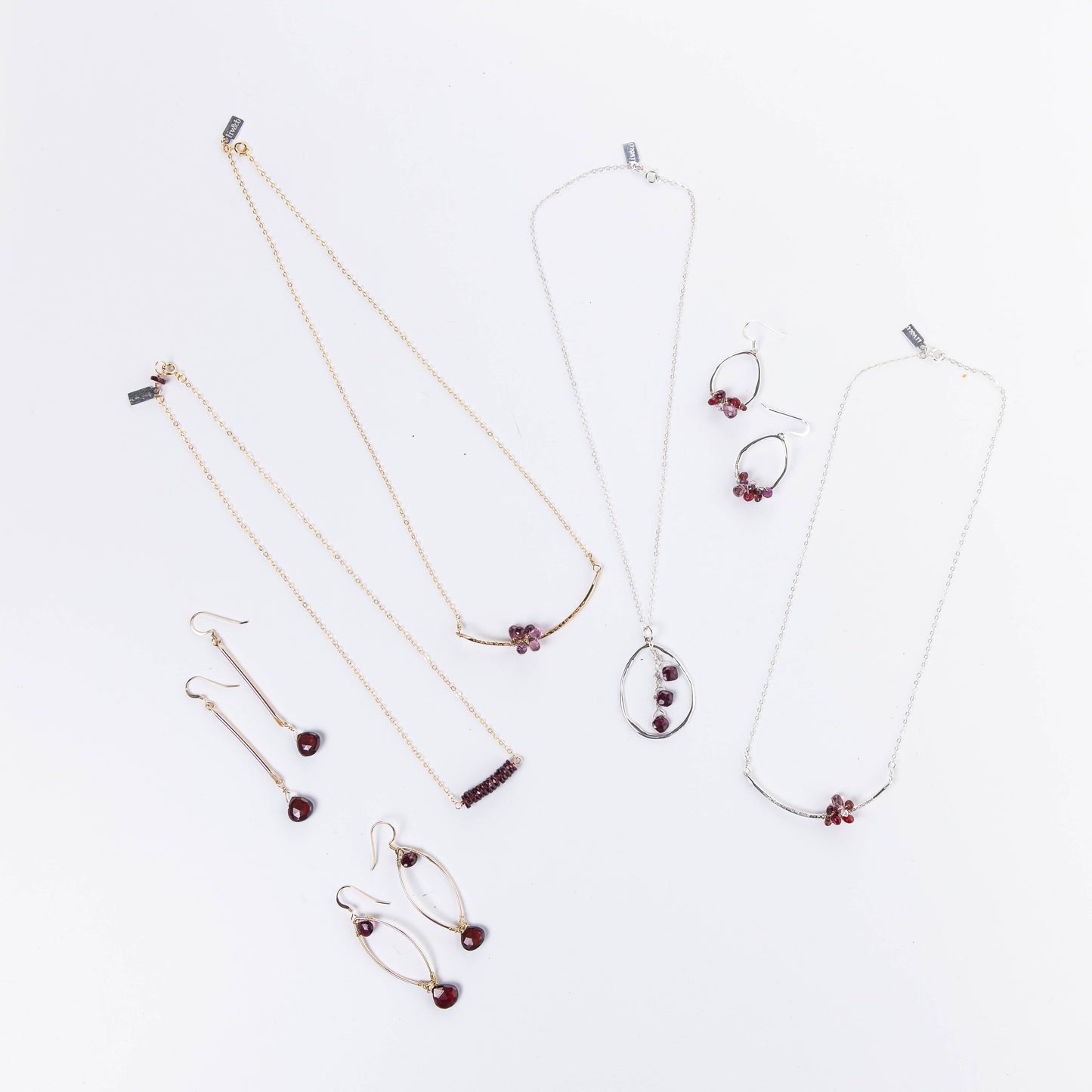 Large Sterling Silver Oval Garnet Necklace Liv & B Designs