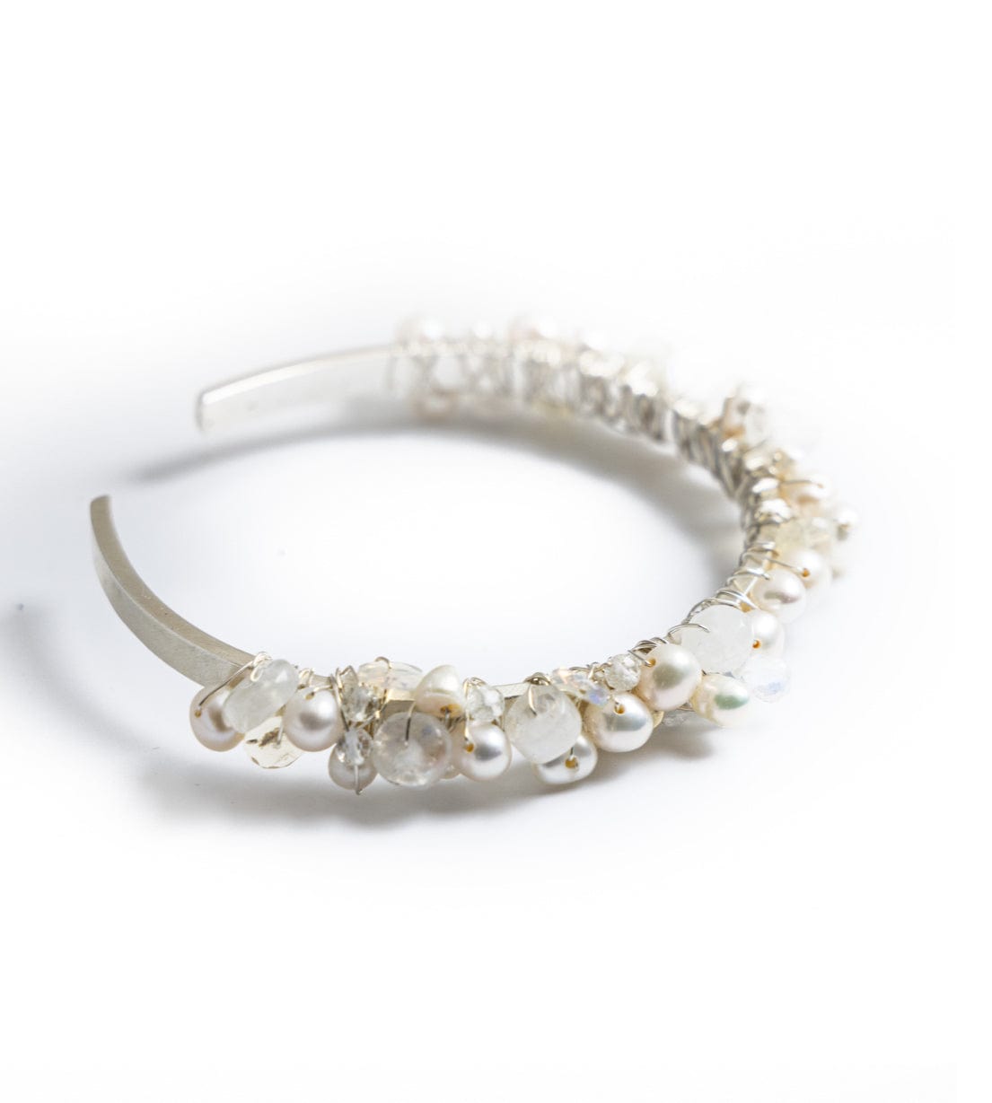 Liv & B Sterling Silver Pearl Encrusted Cuff