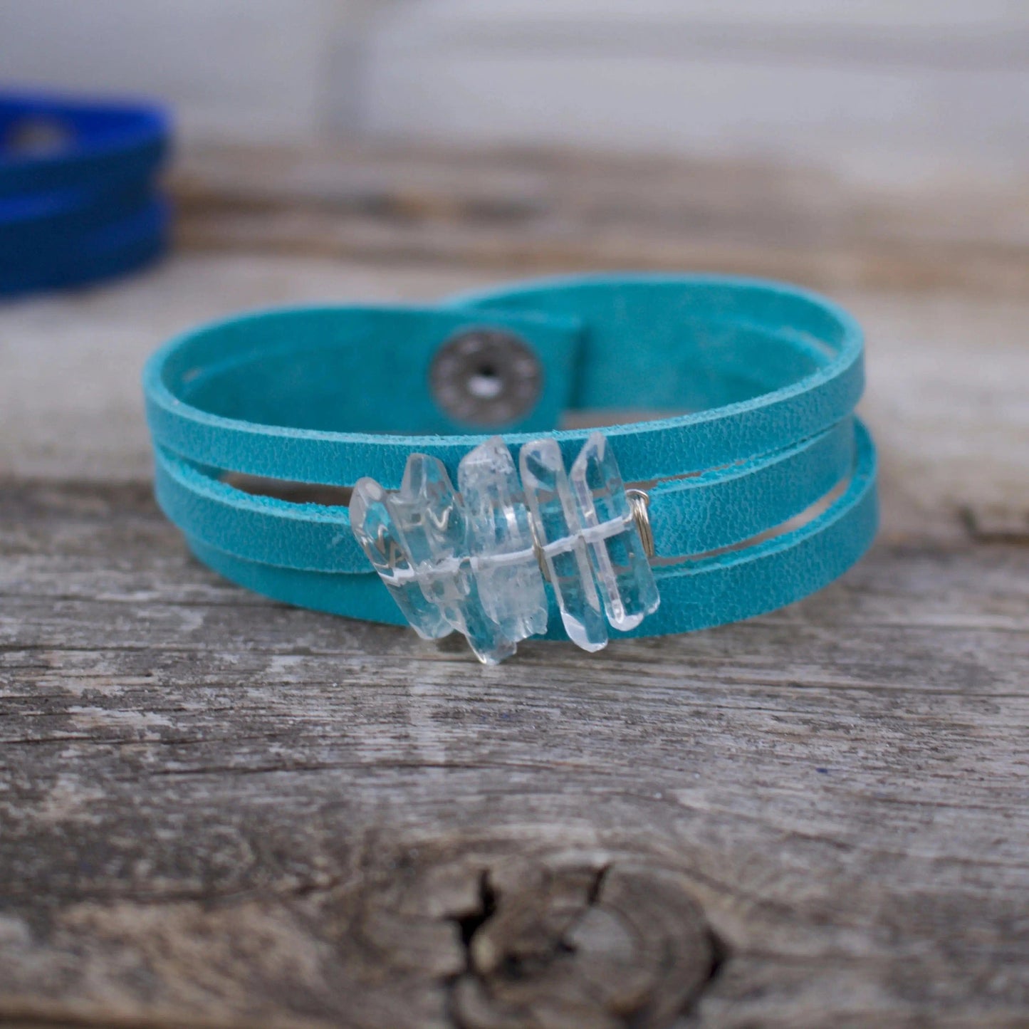 Athena Quartz Crystal Leather bracelet Liv and B Designs