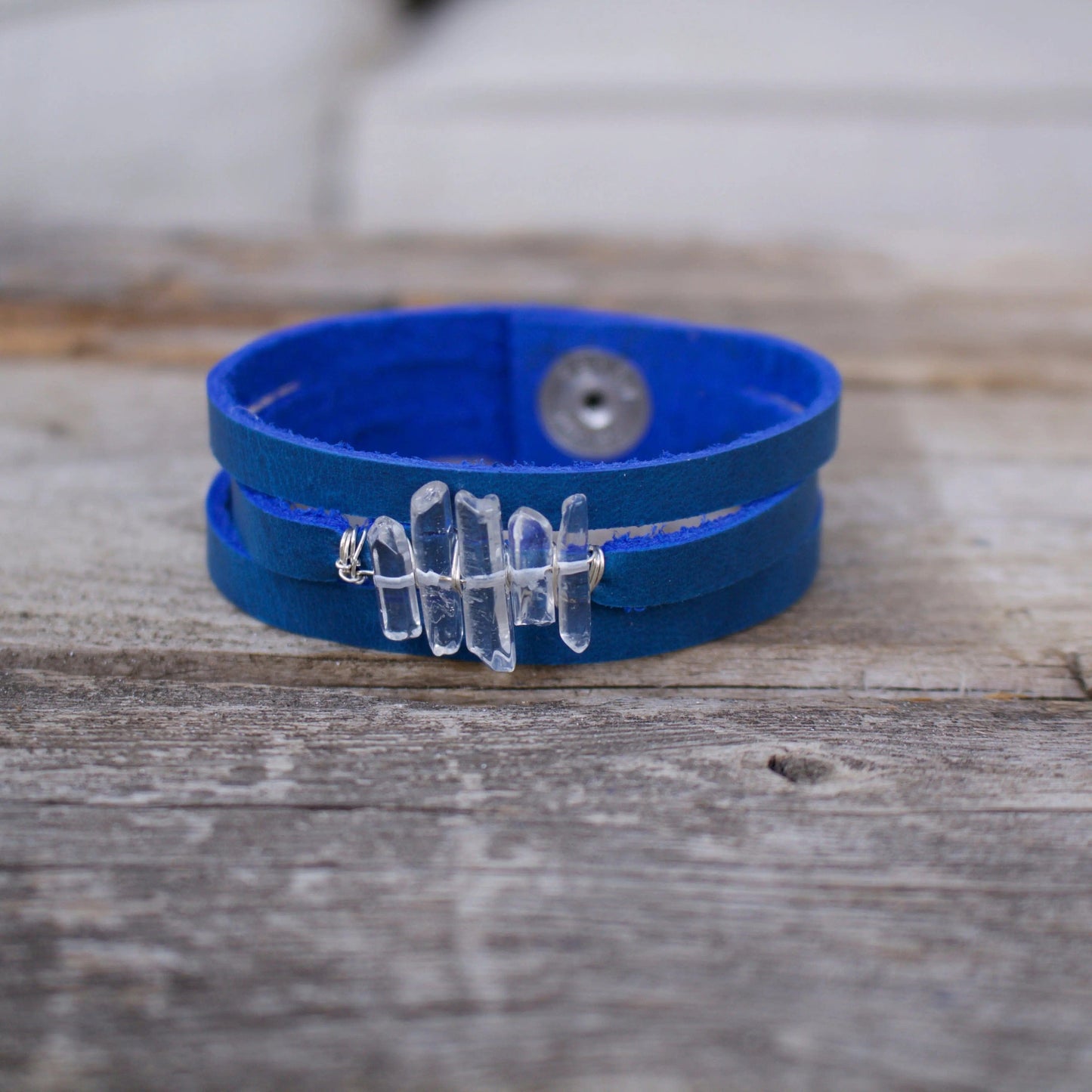 Athena Quartz Crystal Leather bracelet Liv and B Designs