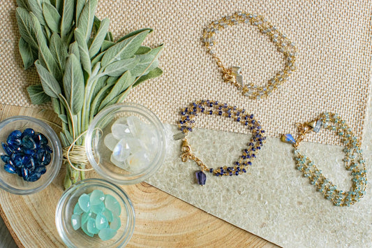 Triple Row Gemstone Iolite Bracelet Liv and B Designs