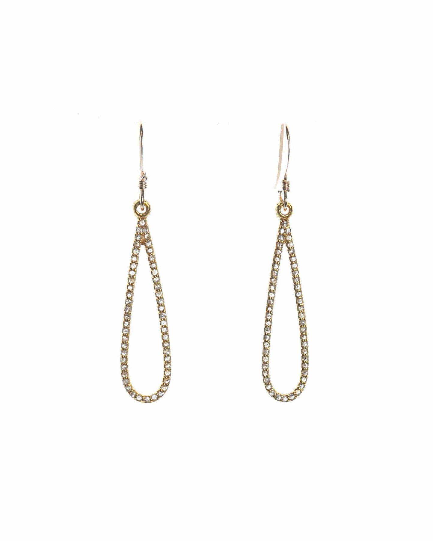 Diamond Pave Long Teardrop Earrings Liv and B Designs