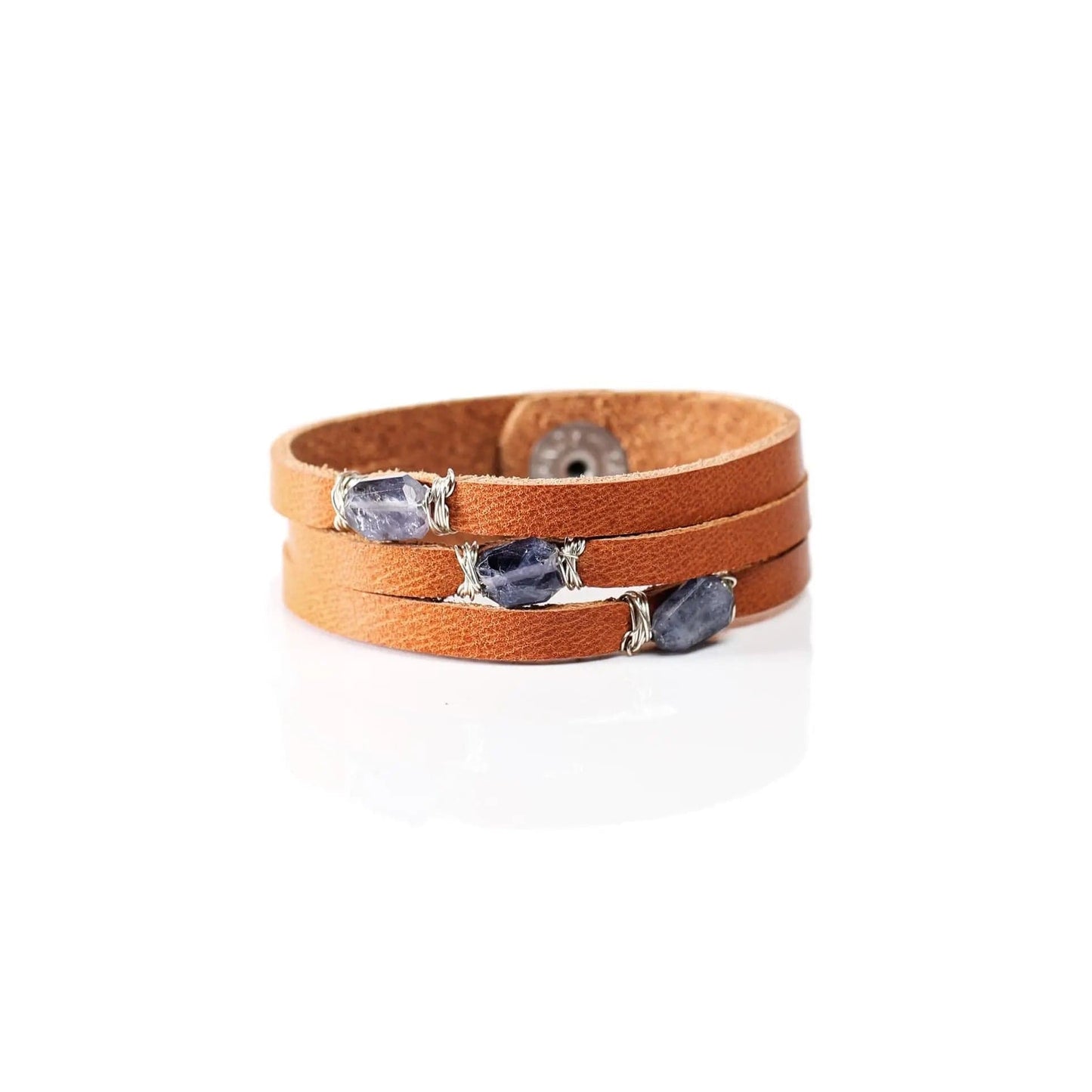 Mini Cinco Leather Wrap Bracelet Tan Liv & B