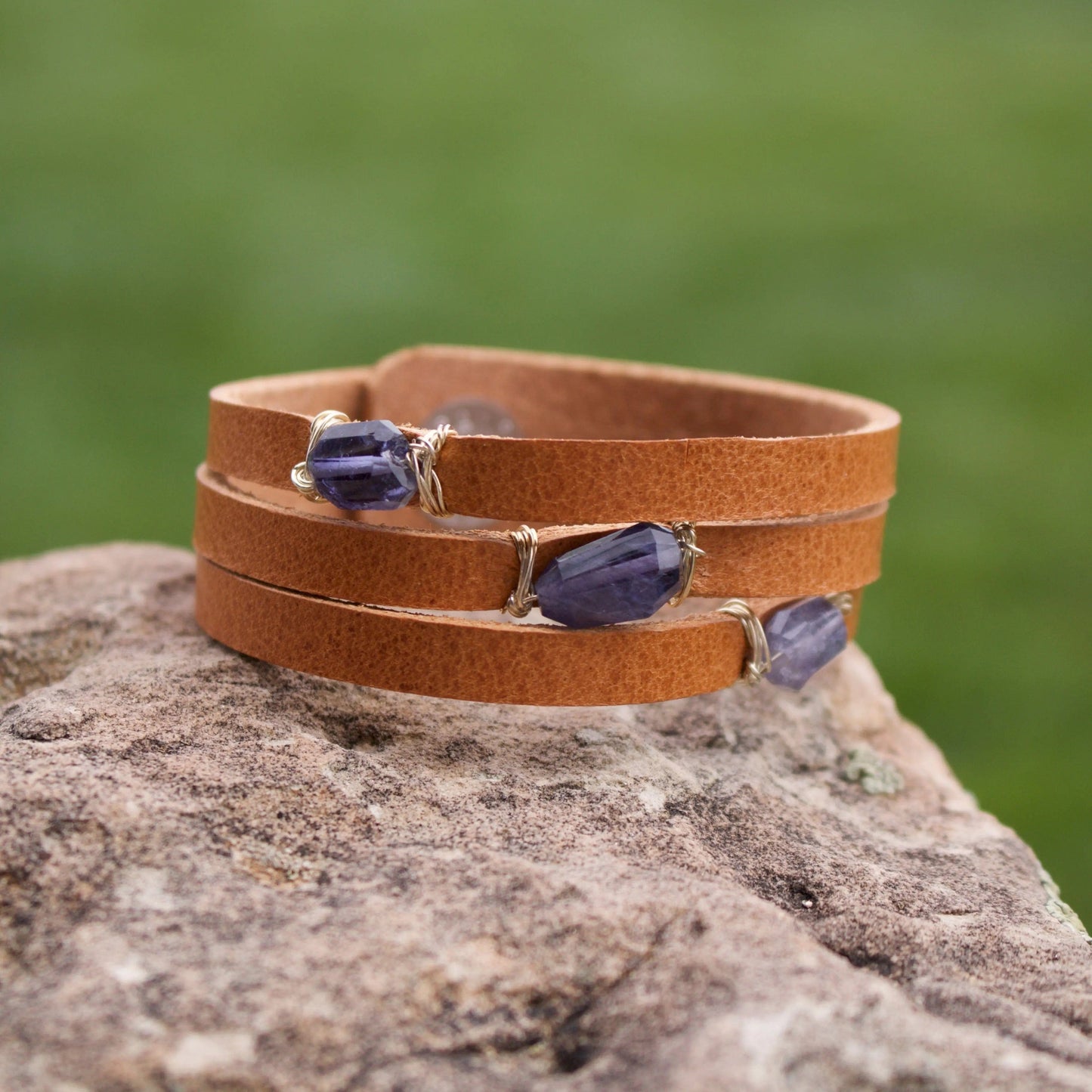 Mini Cinco Leather Wrap Bracelet Tan Liv & B