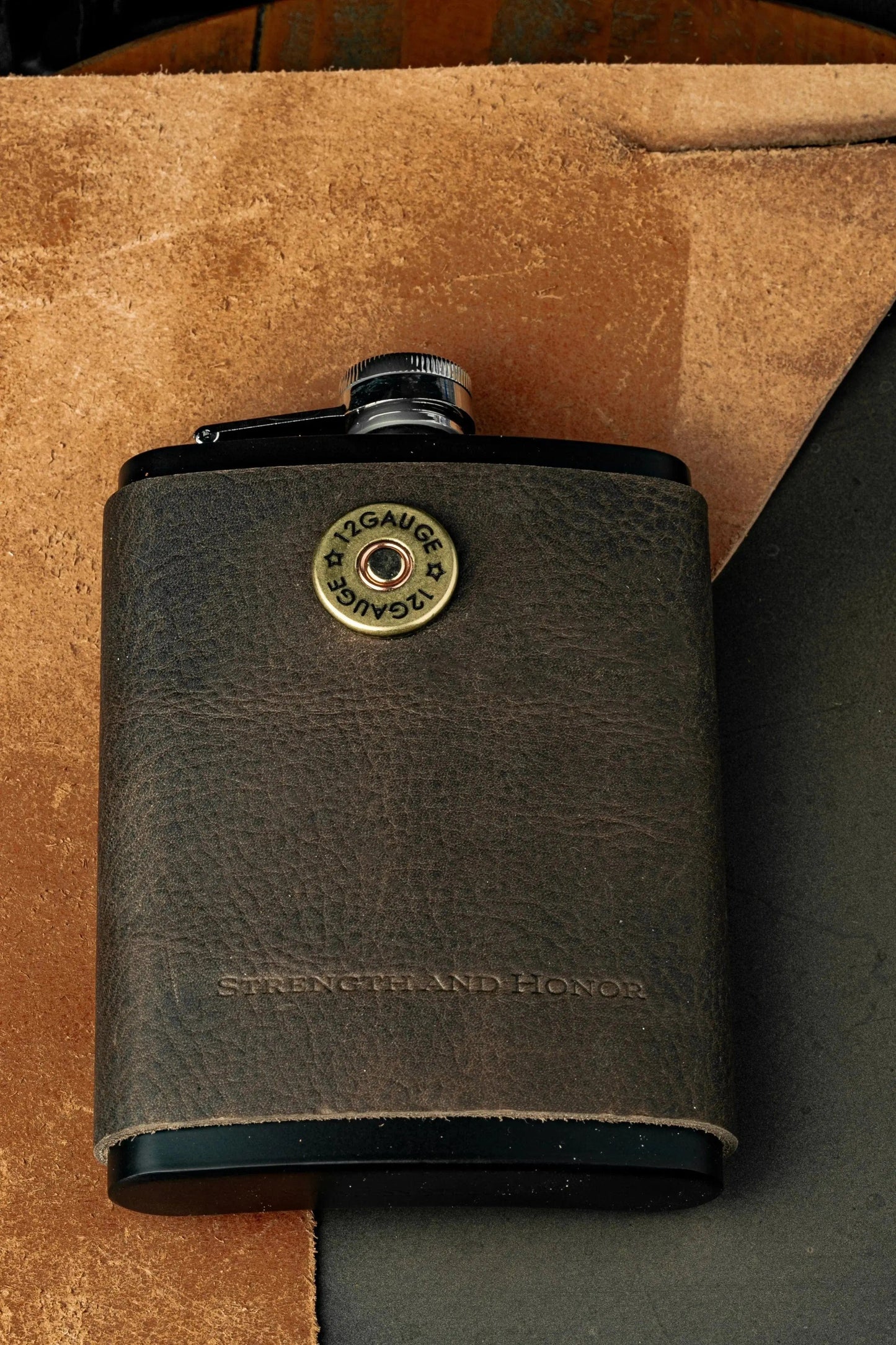 12 Gauge Leather Flask Liv & B Designs