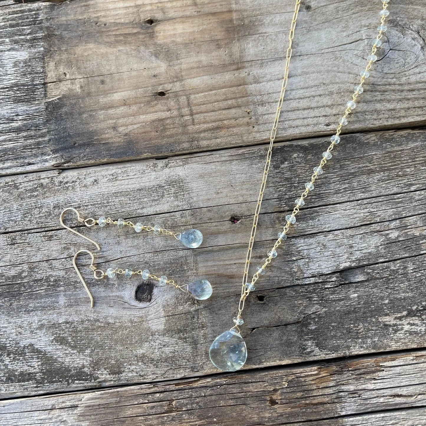Aquamarine Rosary Necklace Liv & B Designs