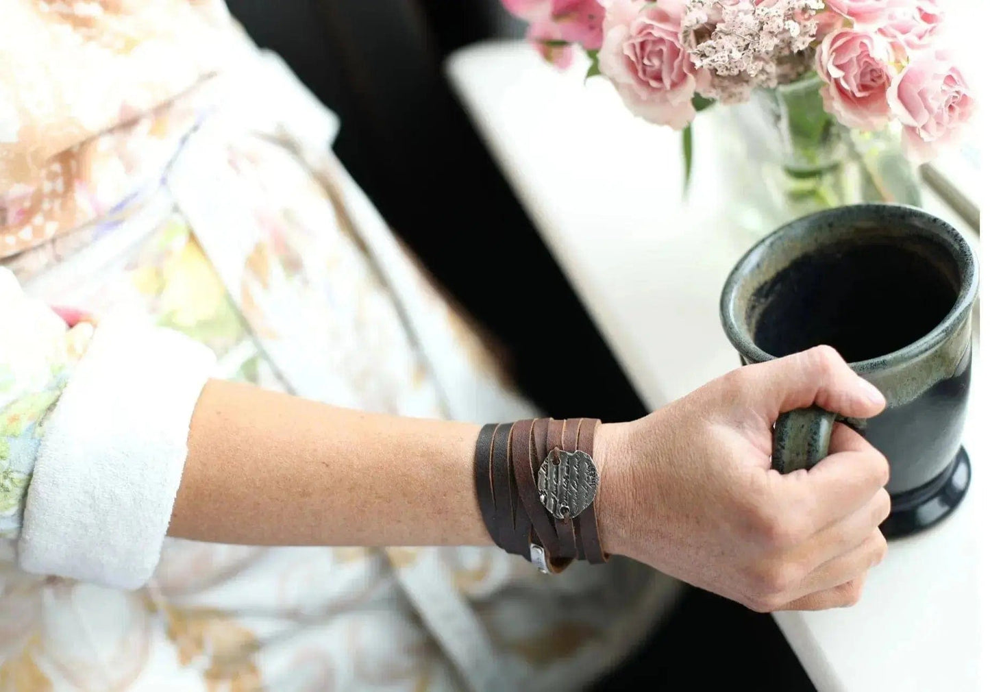 Double Wrap Leather Cuff Bracelet Liv & B Designs