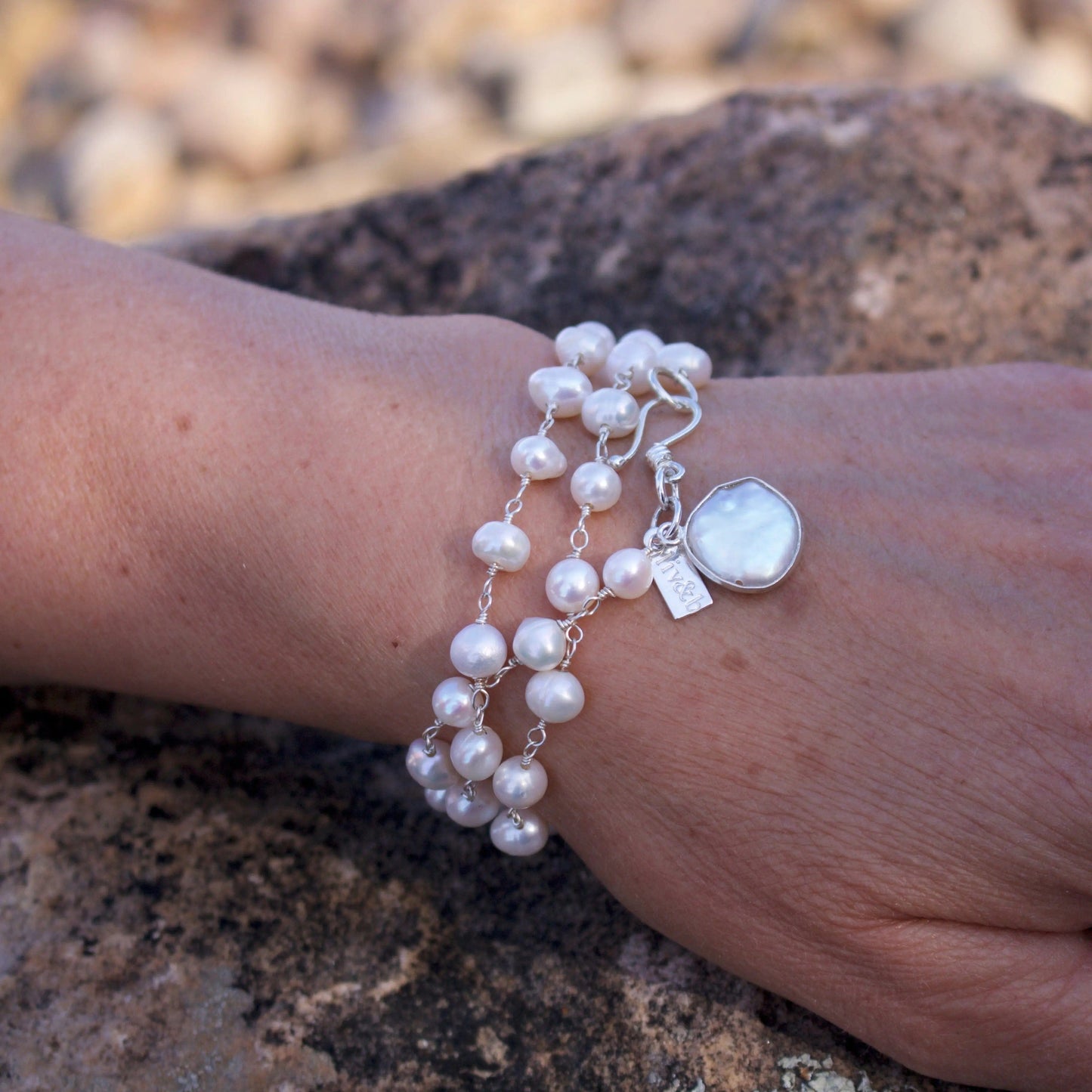 Its A Wrap Triple Pearl Bracelet Liv & B Designs