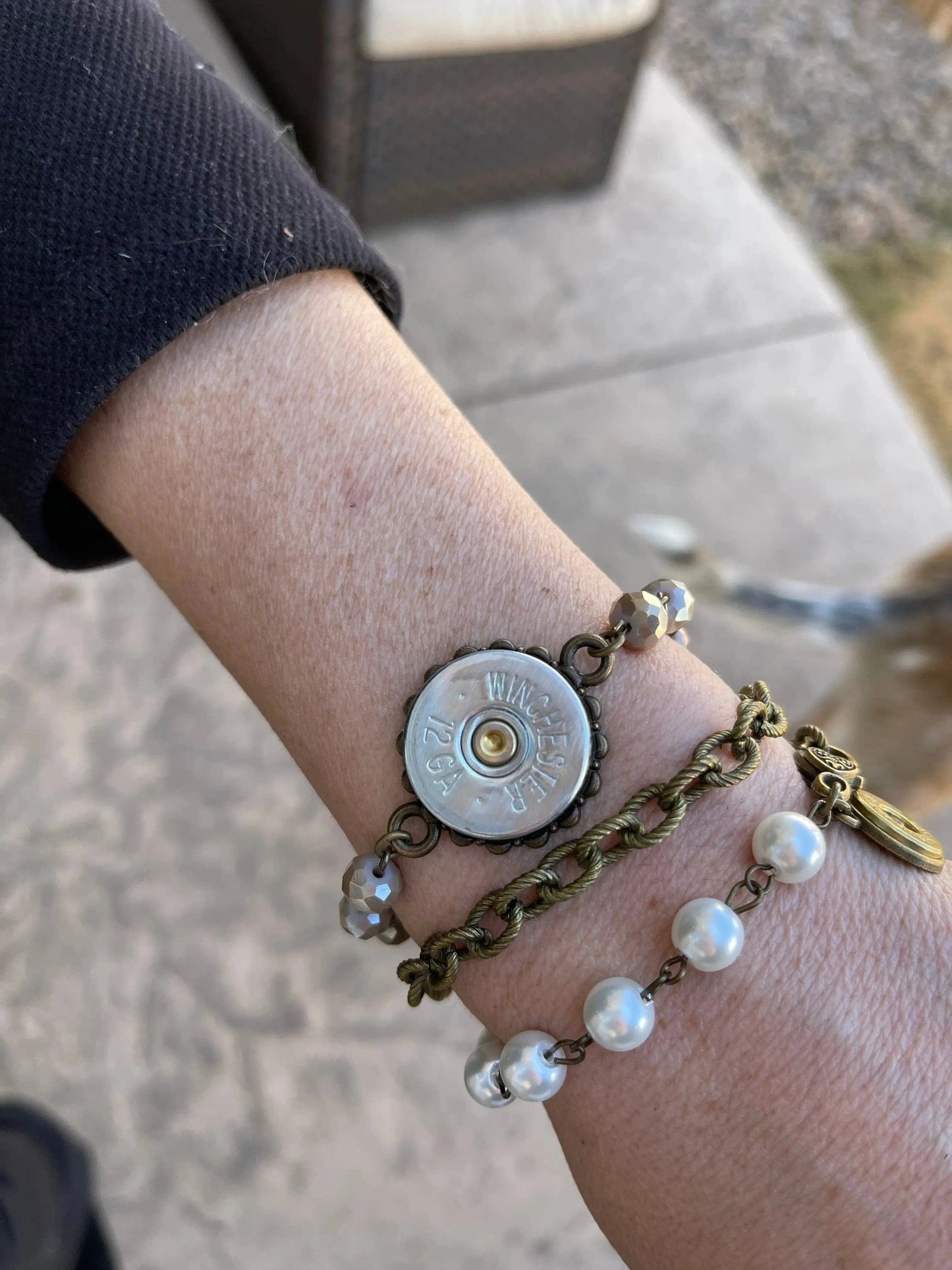 Bullet pearl and Chain Bracelet Liv & B Designs