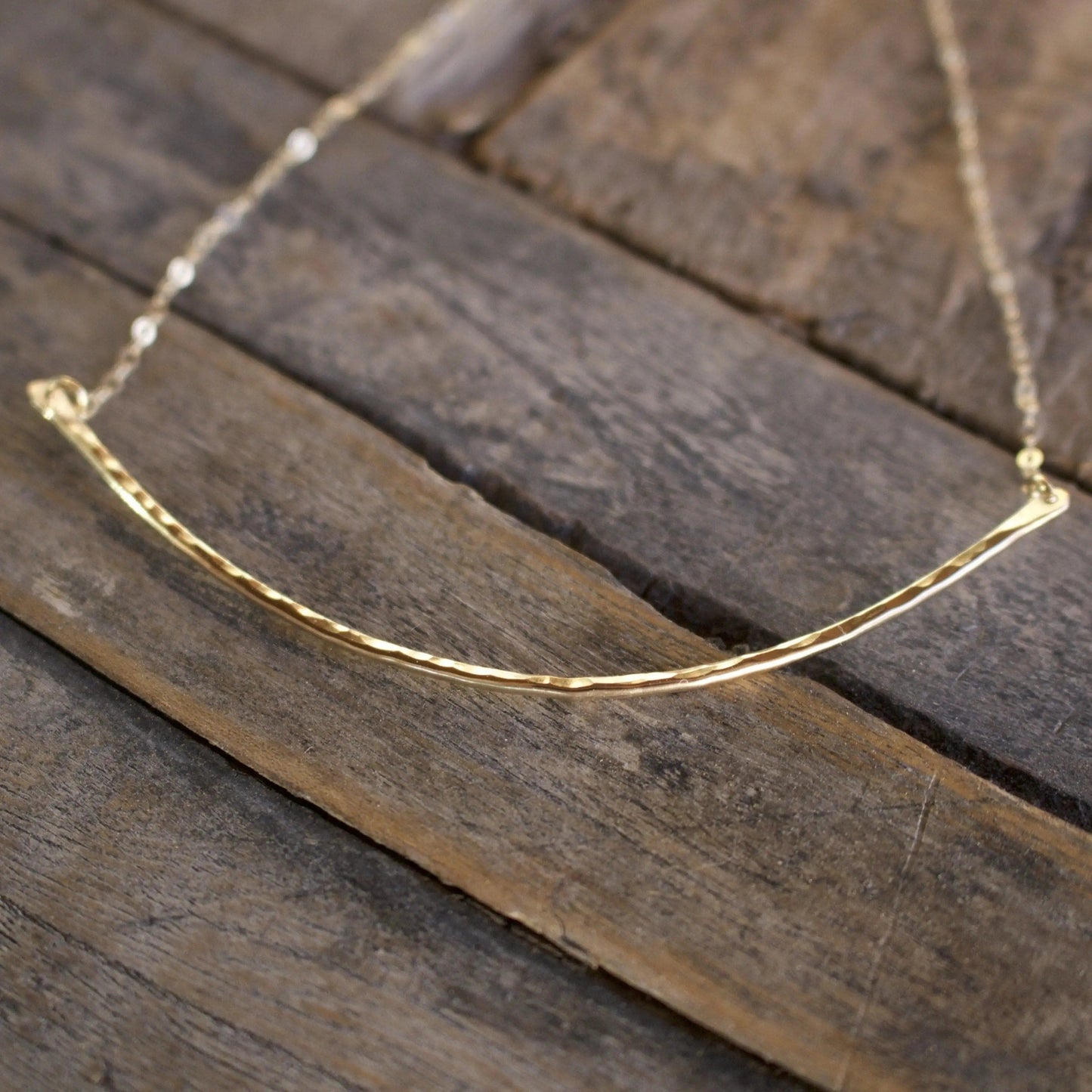 Rounded 14K Gold Fill Bar Necklace Liv & B Designs