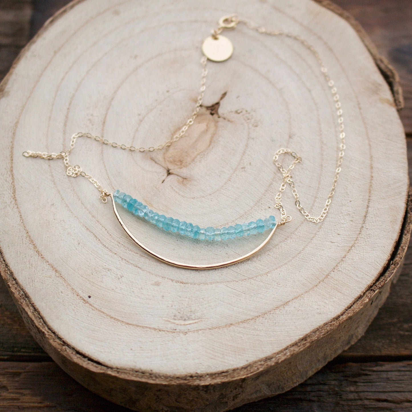 Marin Gemstone Bar Gold Fill Necklace Liv & B Designs