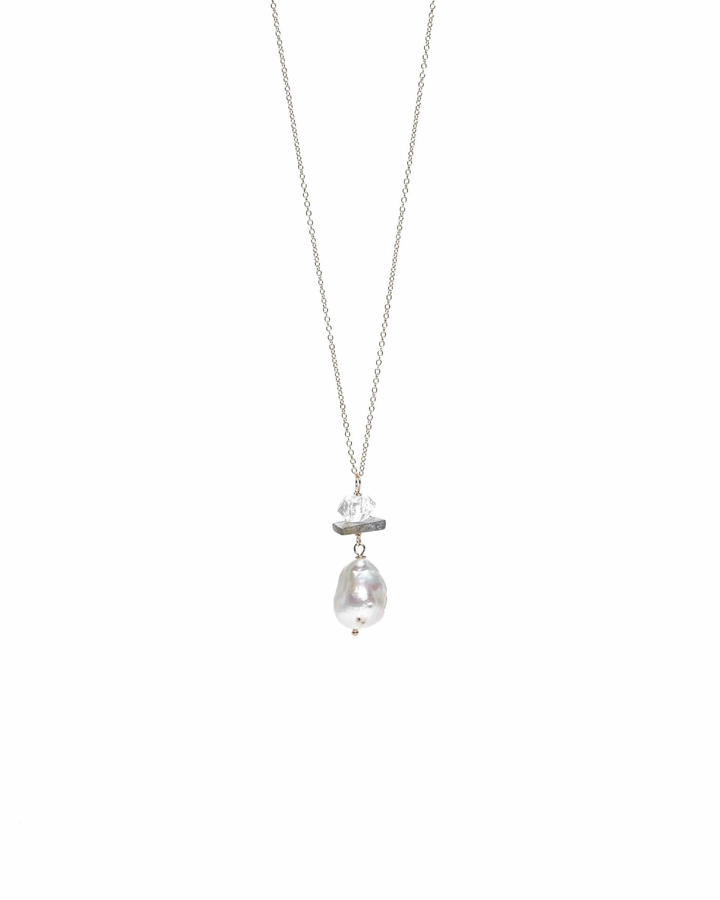 Baroque pearl and Labradorite Necklace Liv & B Designs