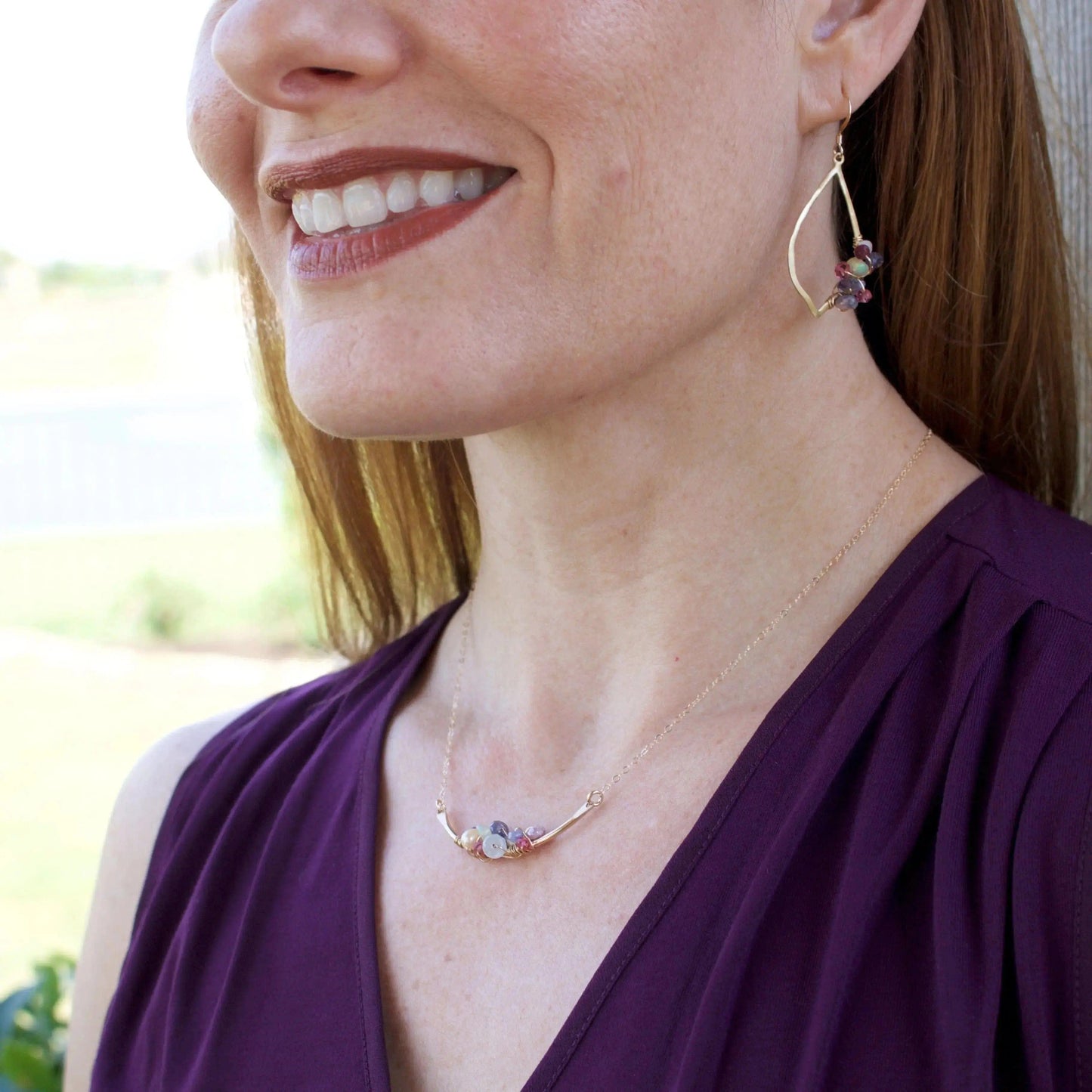 Clara 14K Gold Fill Gemstone Cluster Necklace Liv & B Designs
