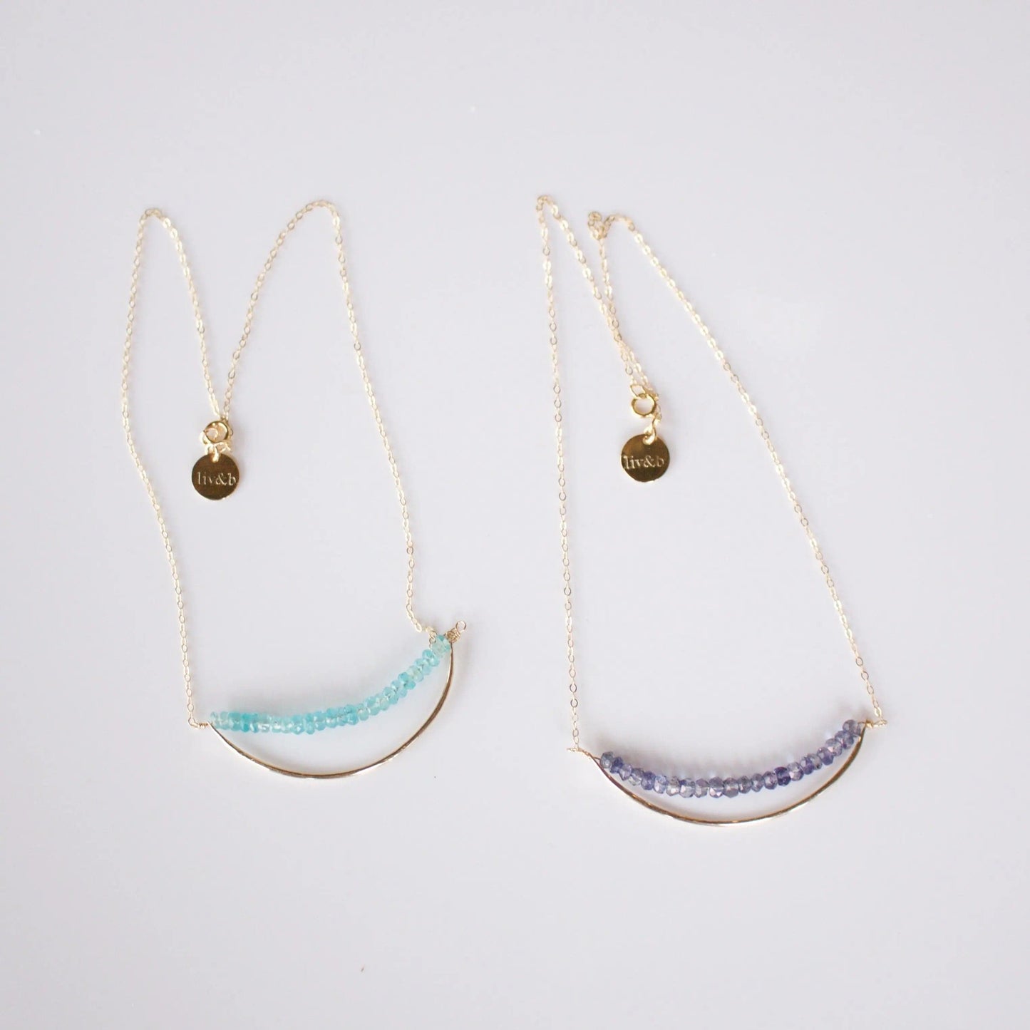 Marin Gemstone Bar Gold Fill Necklace Liv & B Designs