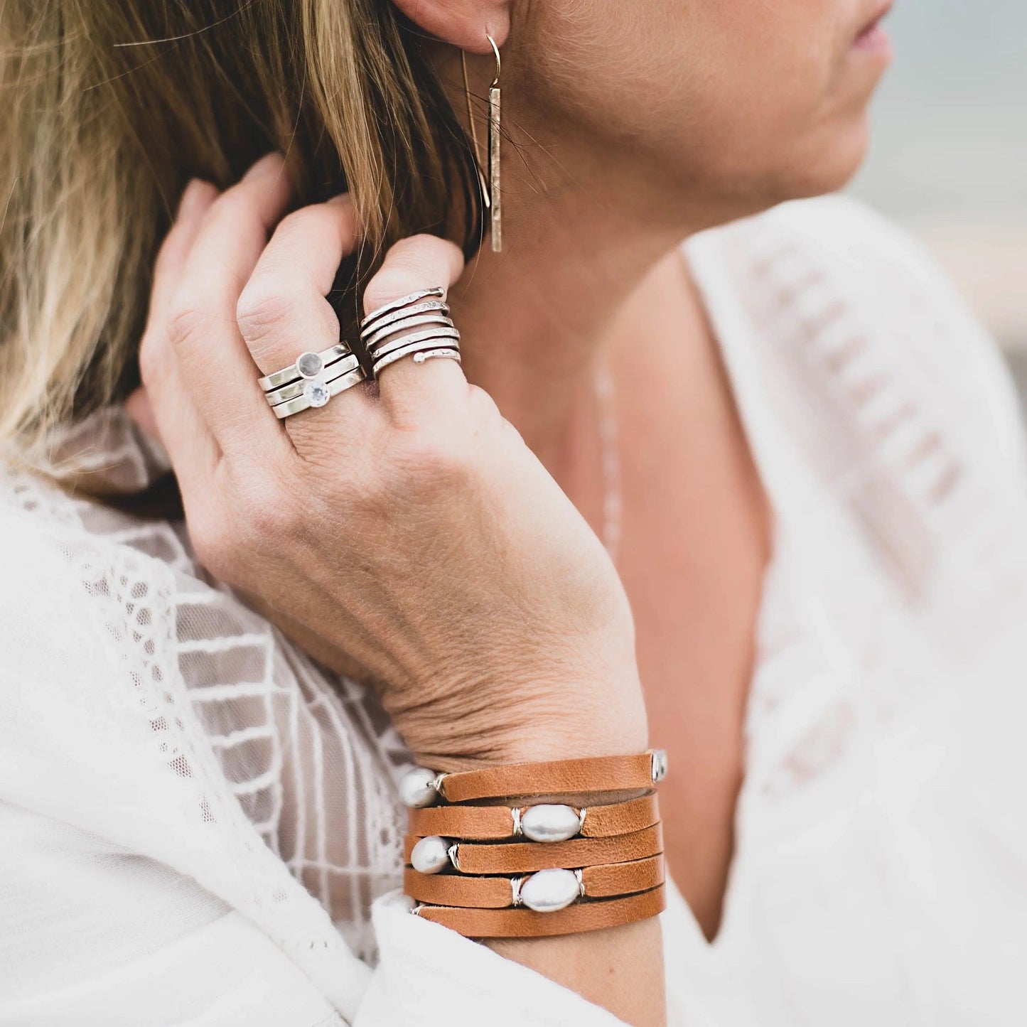 Silver Adjustable Spiral Textured Ring Liv & B Designs