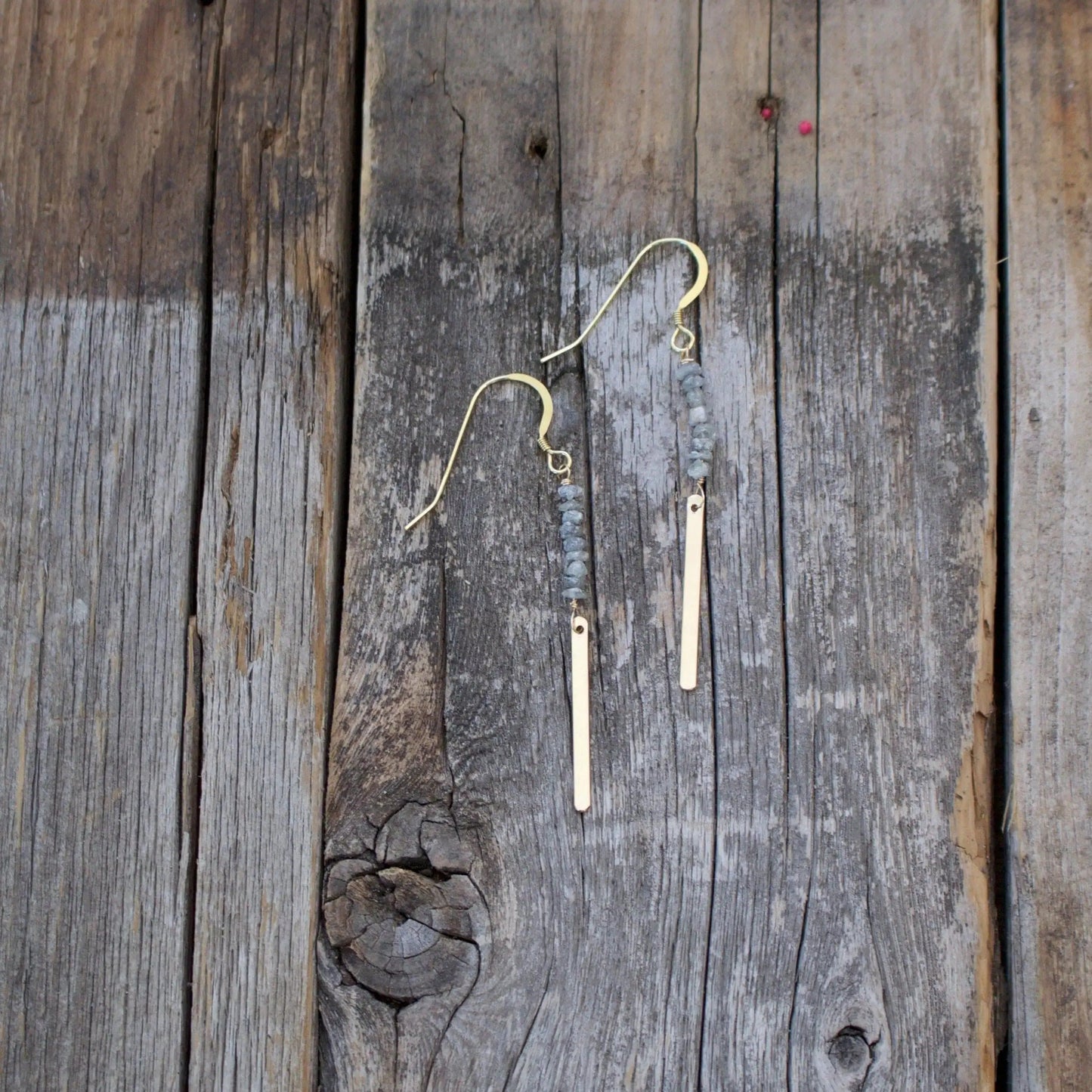 Rough Cut Diamond Bar Earrings Liv & B