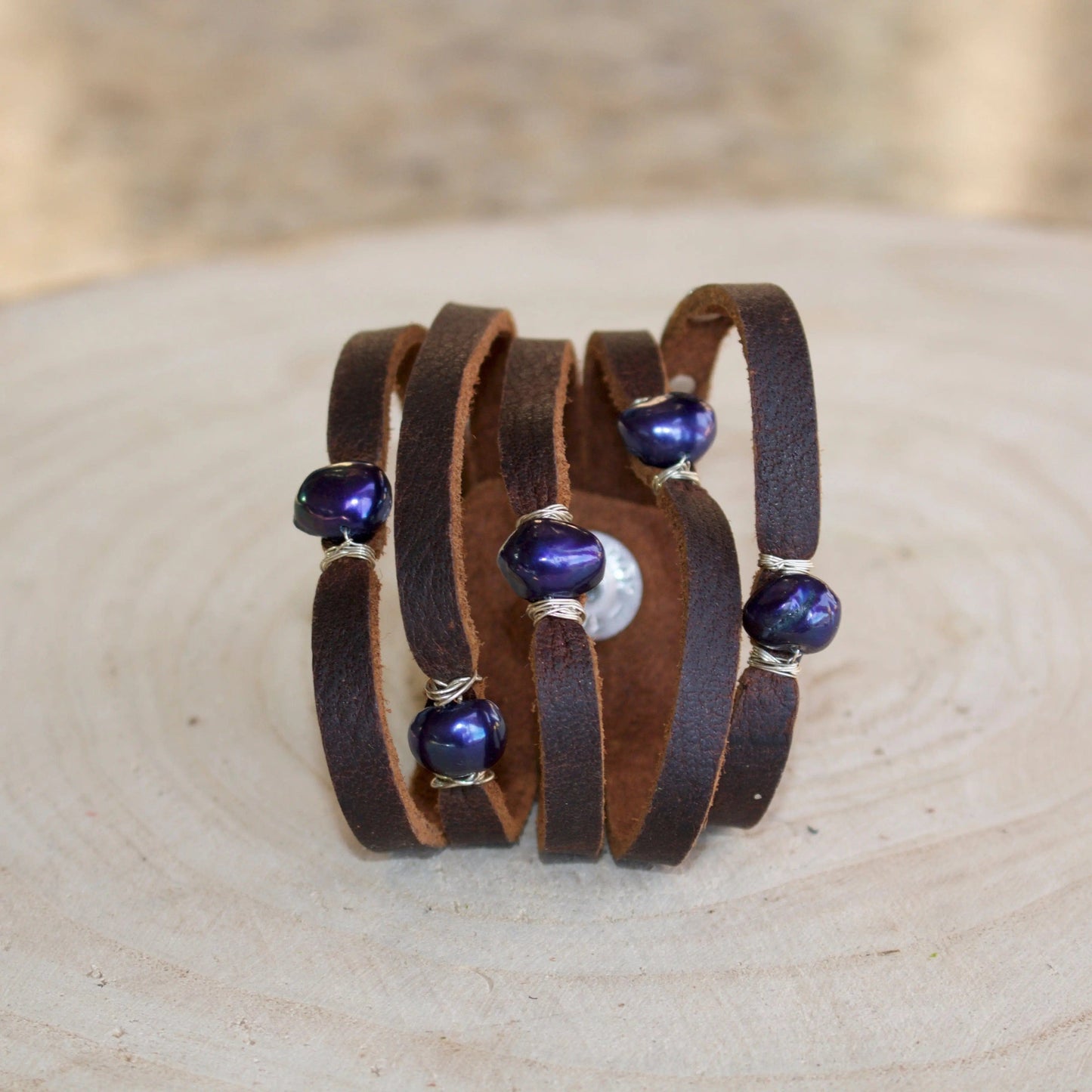 Cinco Leather Wrap Bracelet Brown Liv & B