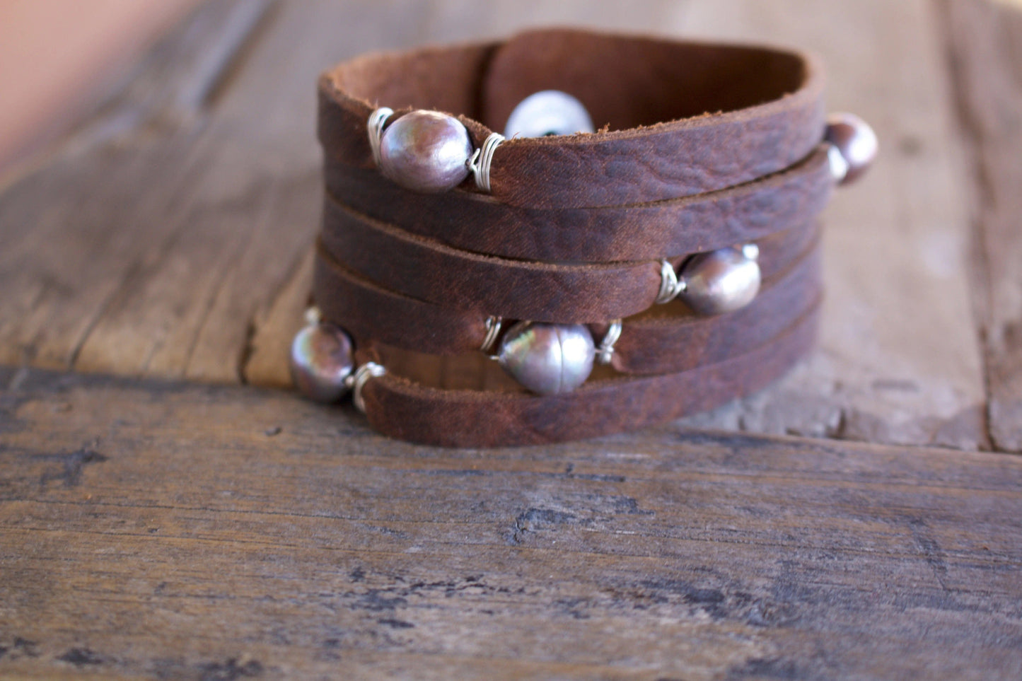 Cinco Leather Wrap Bracelet Brown Liv & B