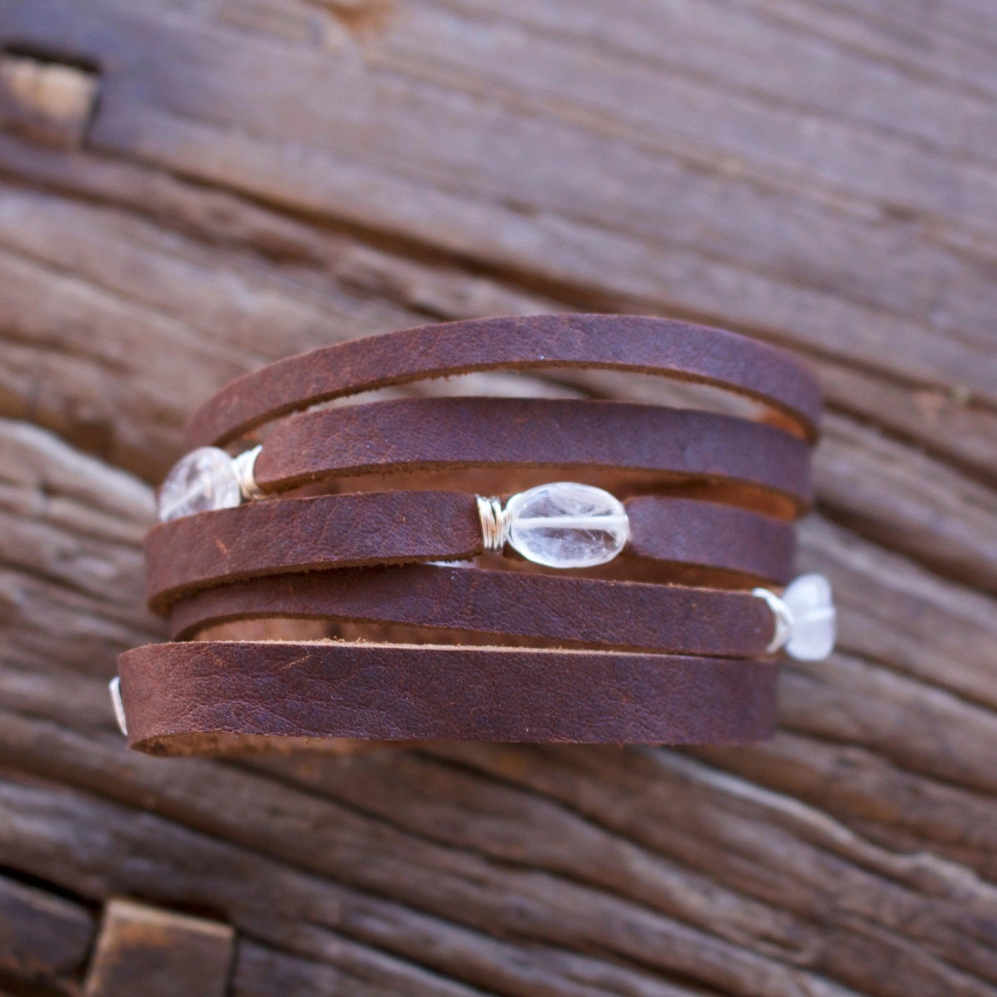 Cinco Leather Wrap Bracelet Brown Liv & B