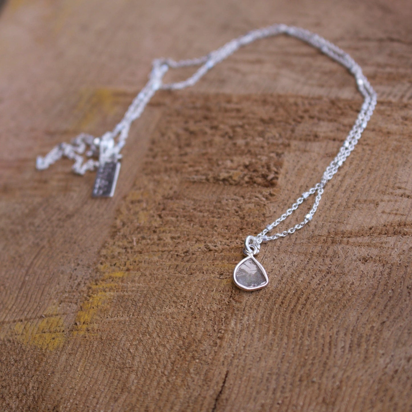 Diamond Slice Sterling Silver Necklace Liv & B