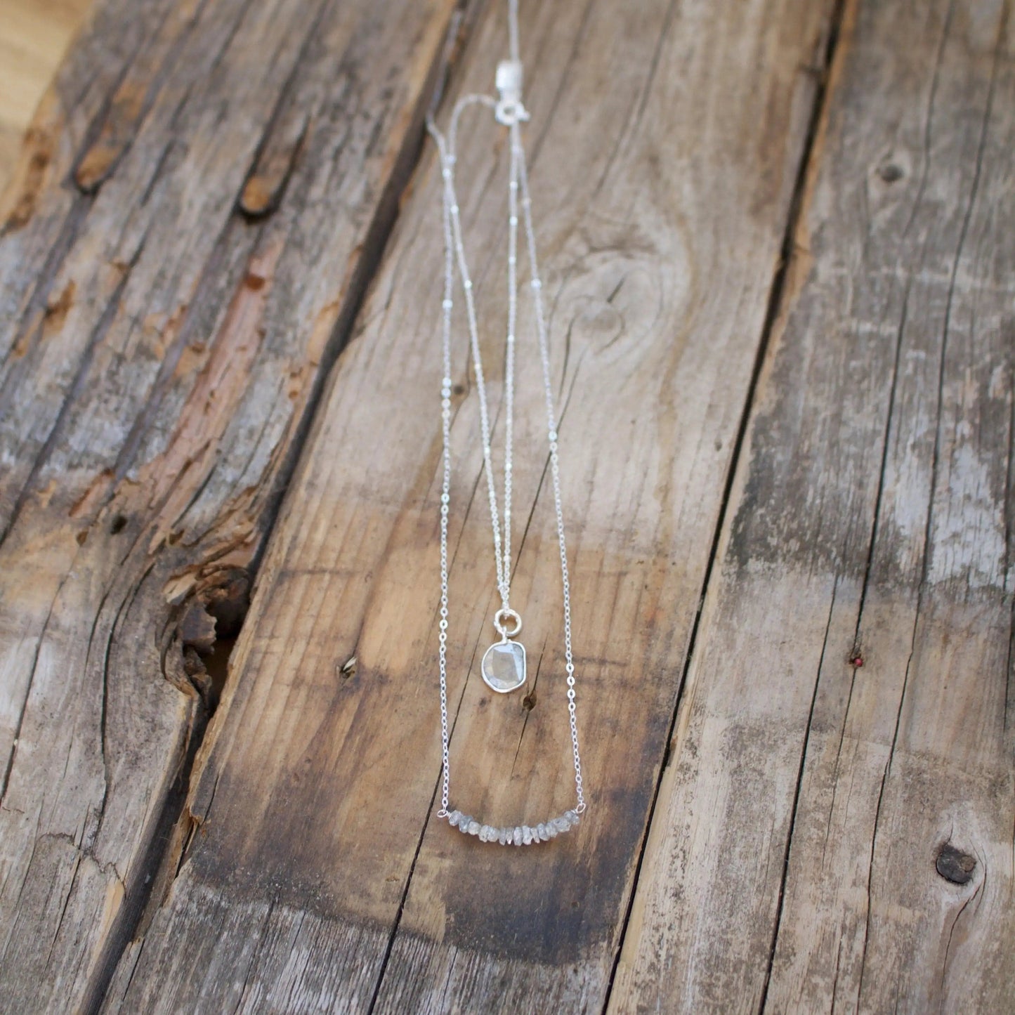 Diamond Slice Sterling Silver Necklace Liv & B