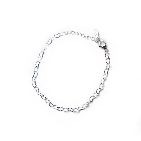 Liv and B Designs Bracelet Tiny Sterling Silver Heart shaped Linked Bracelet
