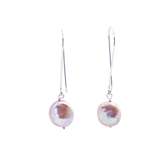 Liv and B Designs Earrings Pink Coin Pearl Earrings