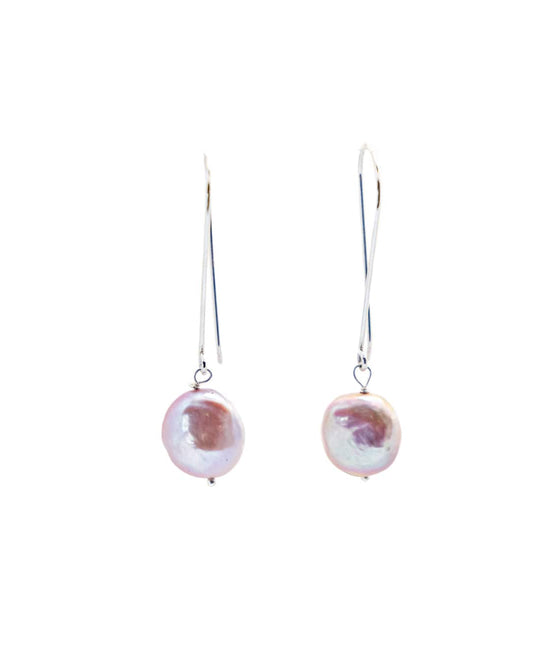 Liv and B Designs Earrings Pink Coin Pearl Earrings