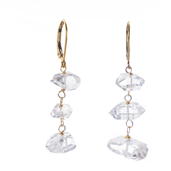 Triple Herkimer 14K Gold Fill Earrings Liv and B Designs