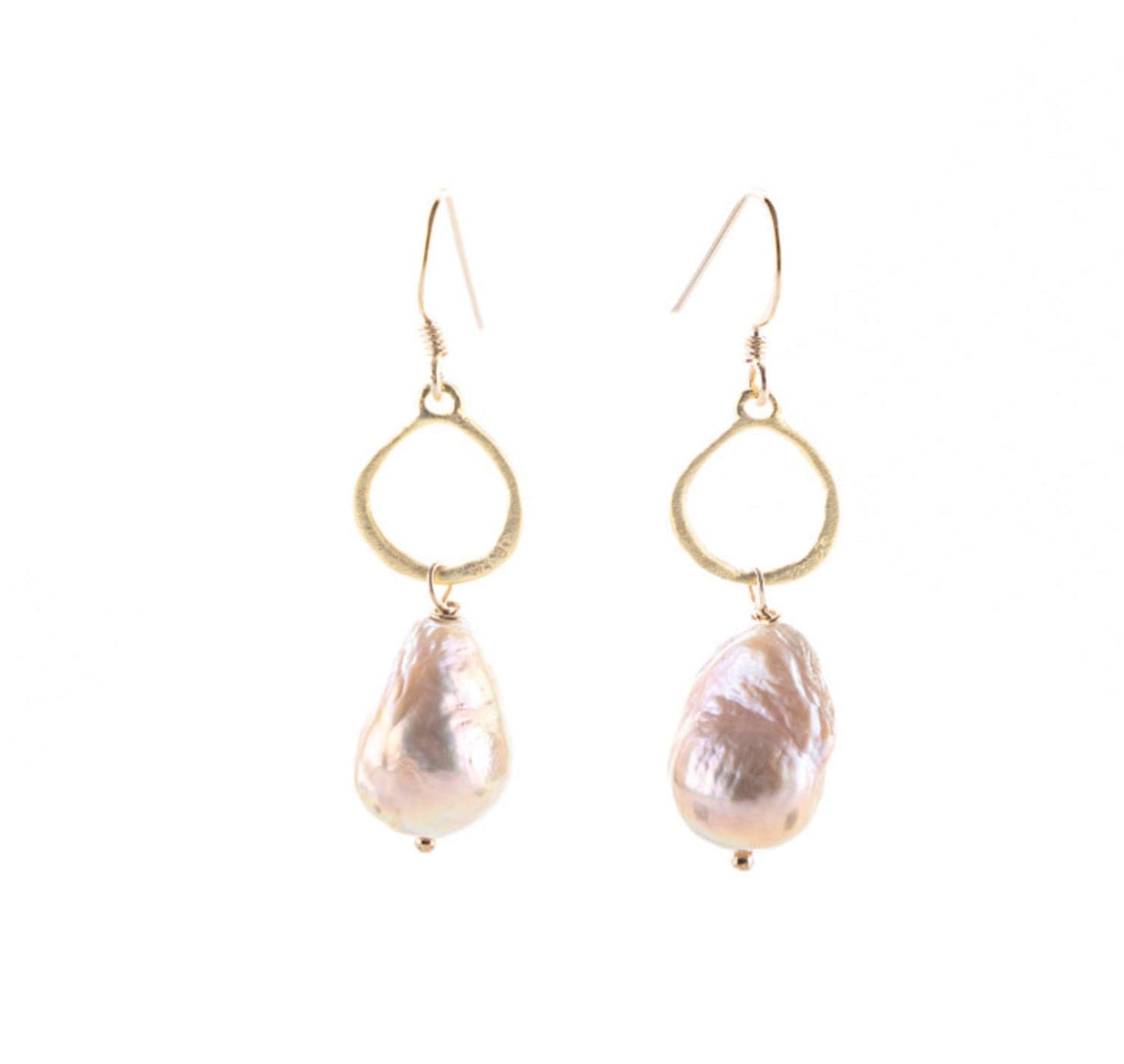 Vermeil Pink Pearl Small Hoops Liv and B Designs