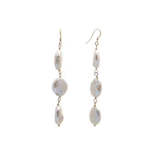 Liv and B Designs Triple Coin Pearl Earrings
