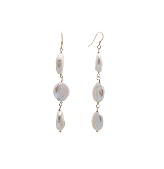 Liv and B Designs Triple Coin Pearl Earrings