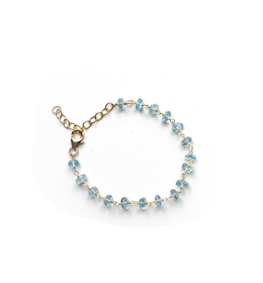 Liv & B 14 K Gold Fill Aquamarine Gemstone Bracelet