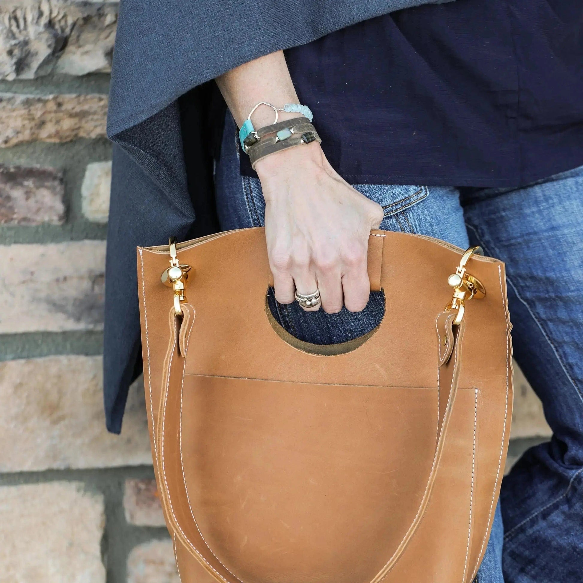 Liv & B Bracelet Mini Cinco Leather Wrap Bracelet Brown