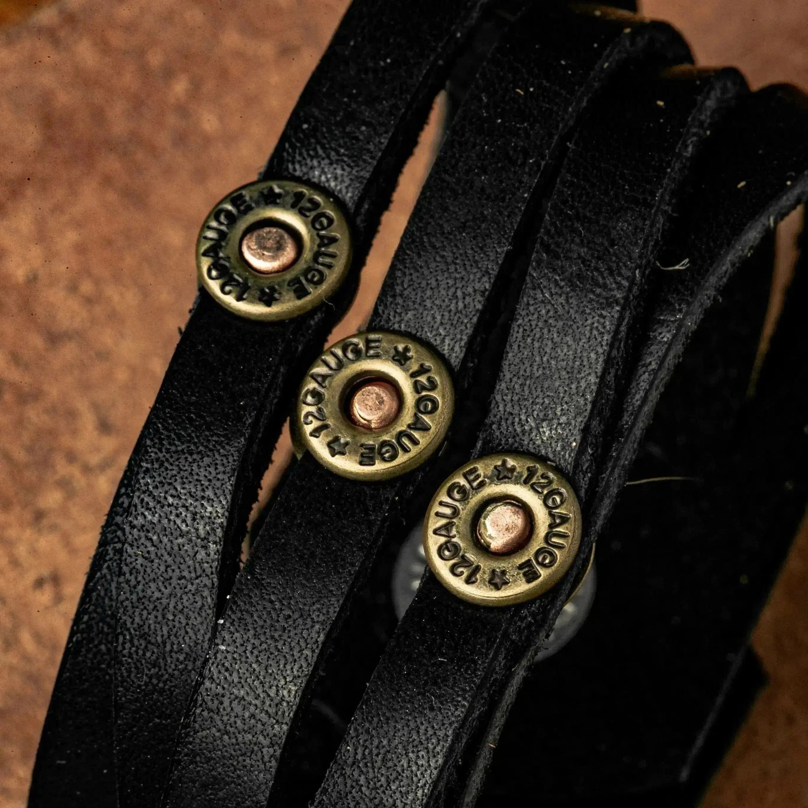 Double Leather Wrap Bullet Bracelet Liv & B Designs Black