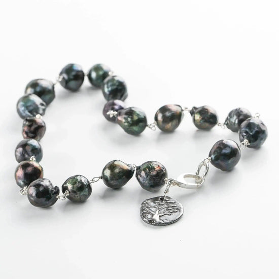 Liv & B Designs Bracelet Double Wrap Sterling Silver Pearl Bracelet