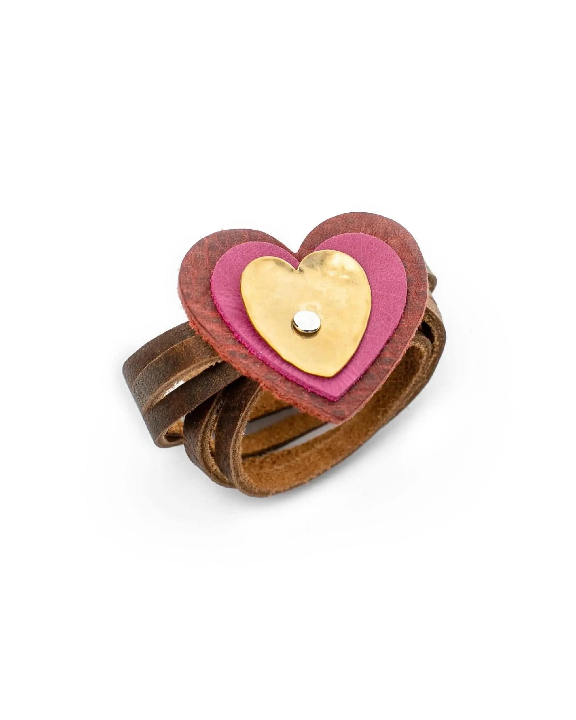 Liv & B Designs Bracelets Heart Double Wrap Leather Heart