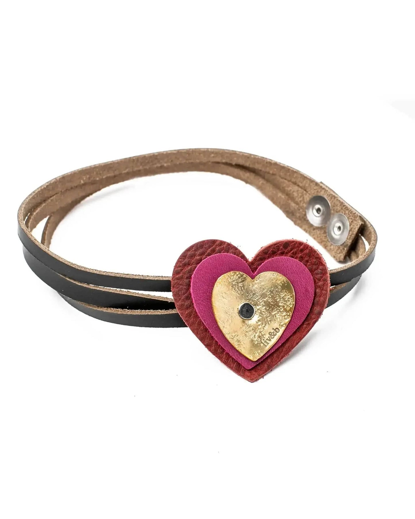 Liv & B Designs Bracelets Heart Double Wrap Leather Heart