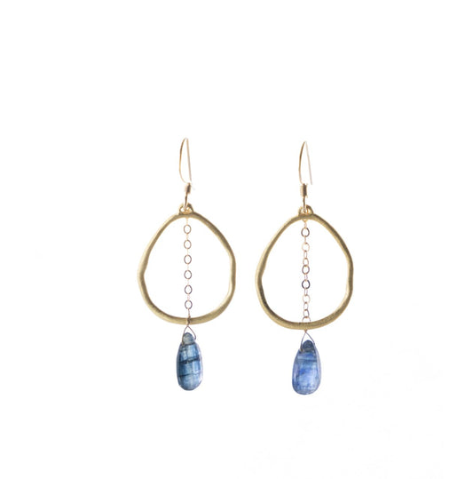 Liv & B Designs Earrings Kyanite and Vermeil Chain Drop Earrings