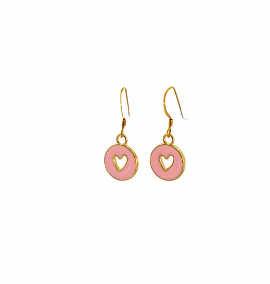 Liv & B Designs Earrings Pink Enamel Heart Earrings