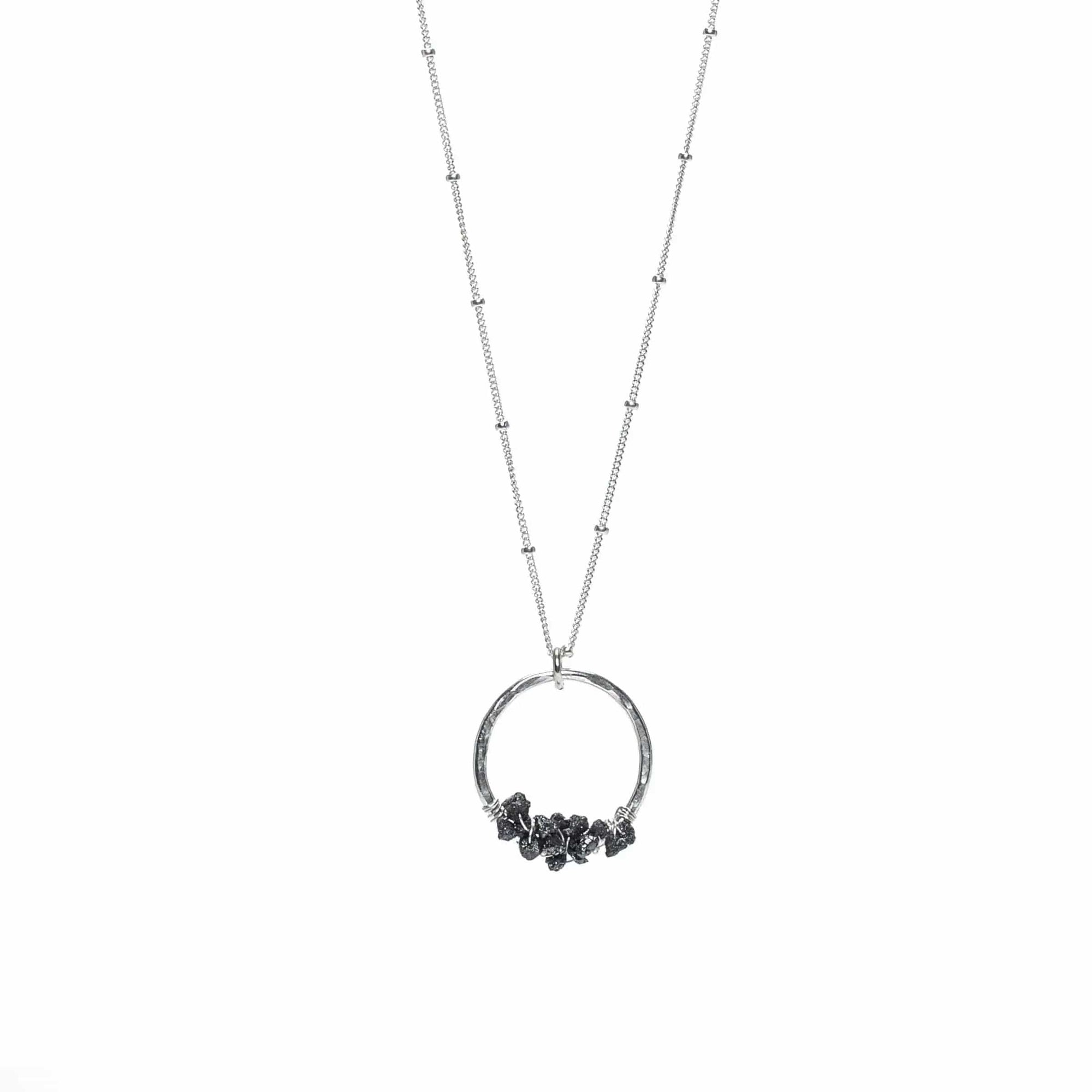 Liv & B Designs Necklace Grey Diamond Diamond Rough Round Necklace