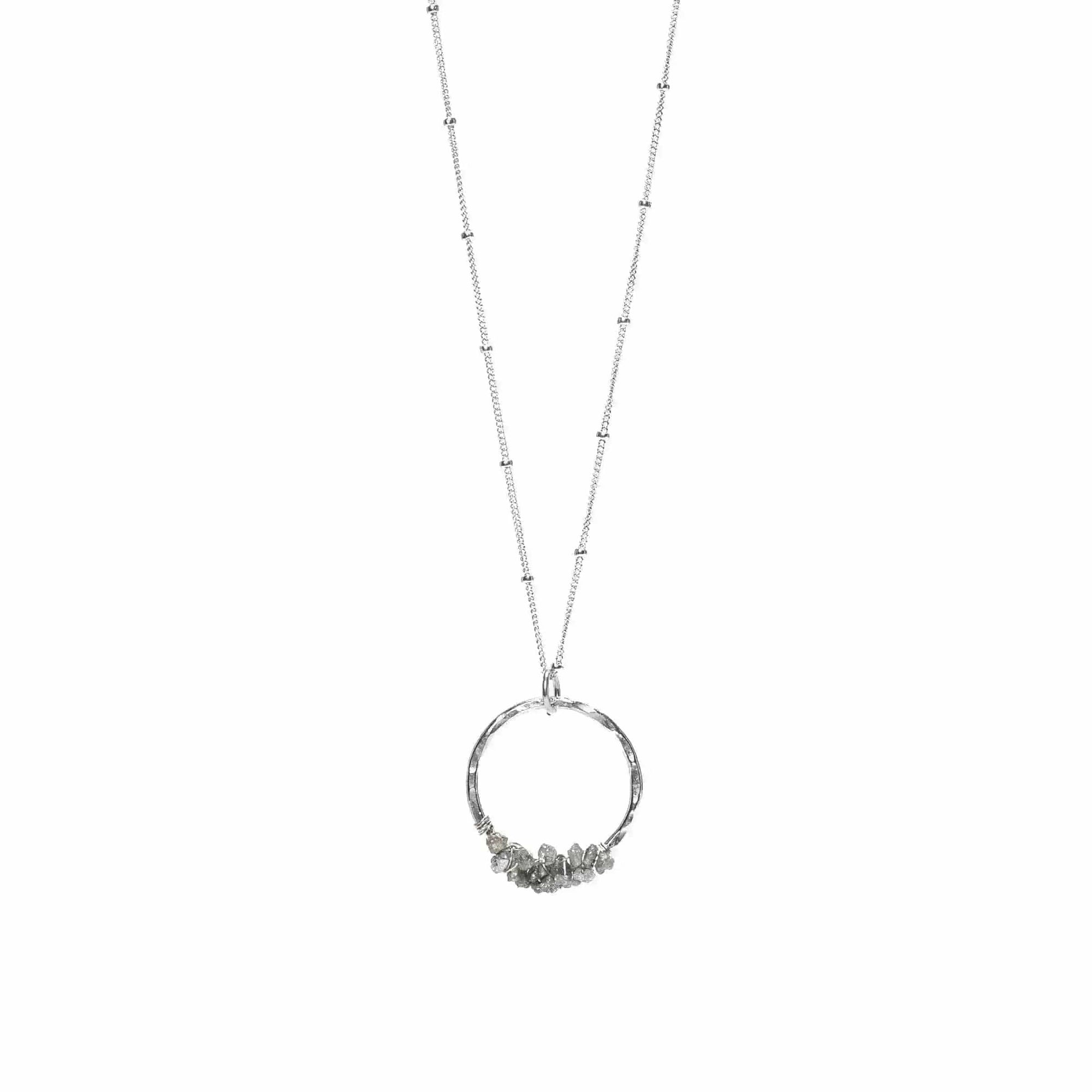 Liv & B Designs Necklace Grey Diamond Diamond Rough Round Necklace
