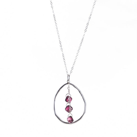 Large Sterling Silver Oval Garnet Necklace Liv & B Designs