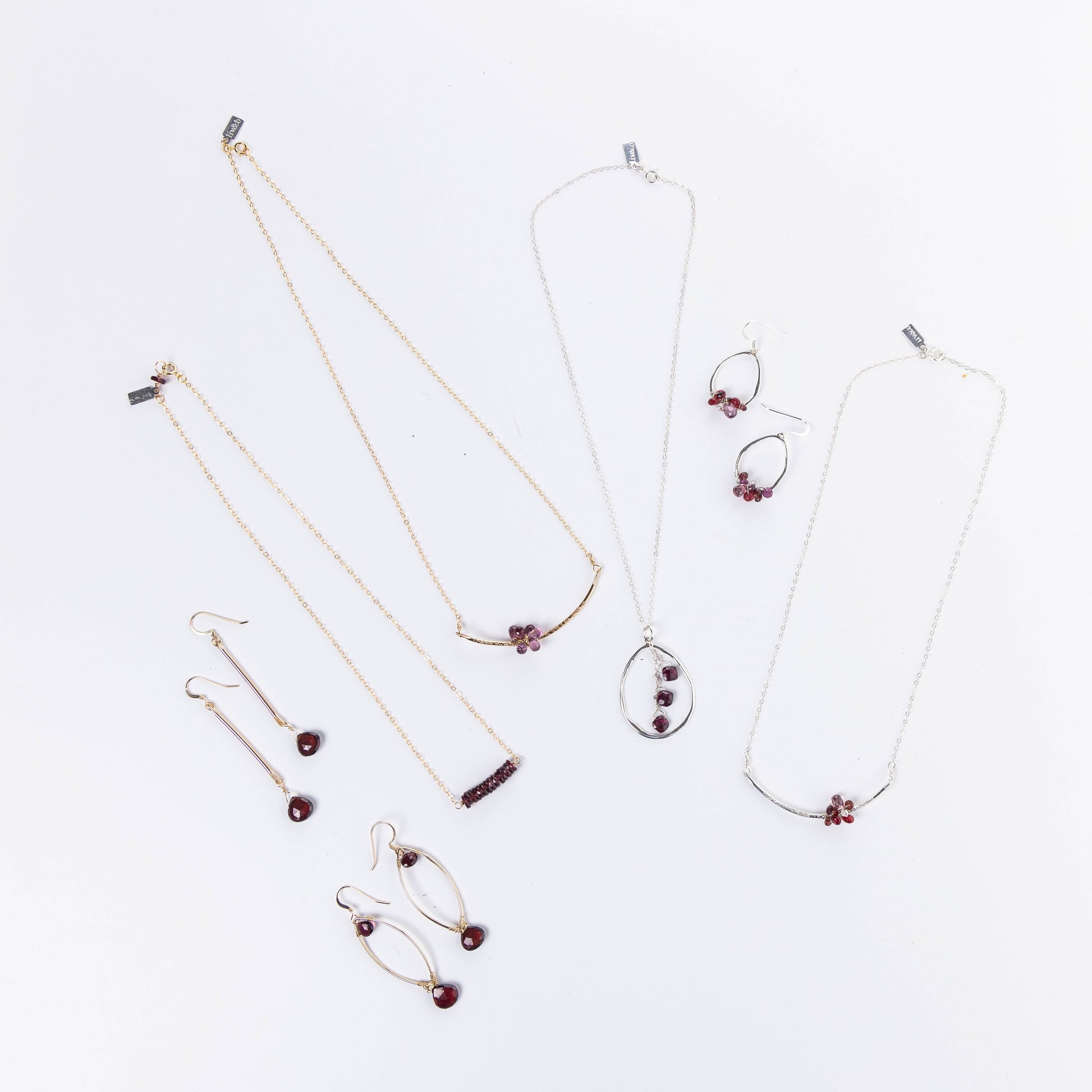 Large Sterling Silver Oval Garnet Necklace Liv & B Designs