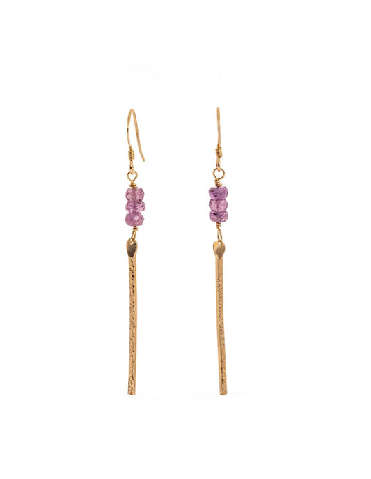 Liv & B Earrings Garnet Bar Stack Gemstone Earrings