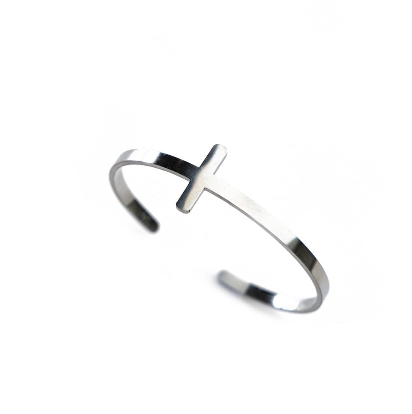 Sterling Silver Cross Side Cuff Bracelet Liv & B Designs