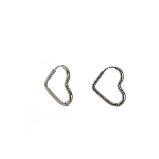 Liv & B Earrings Sterling Silver Heart Hoops
